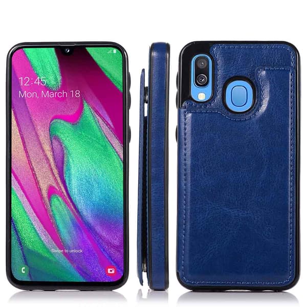Samsung Galaxy A20E - Skal med Korthållare Mörkblå