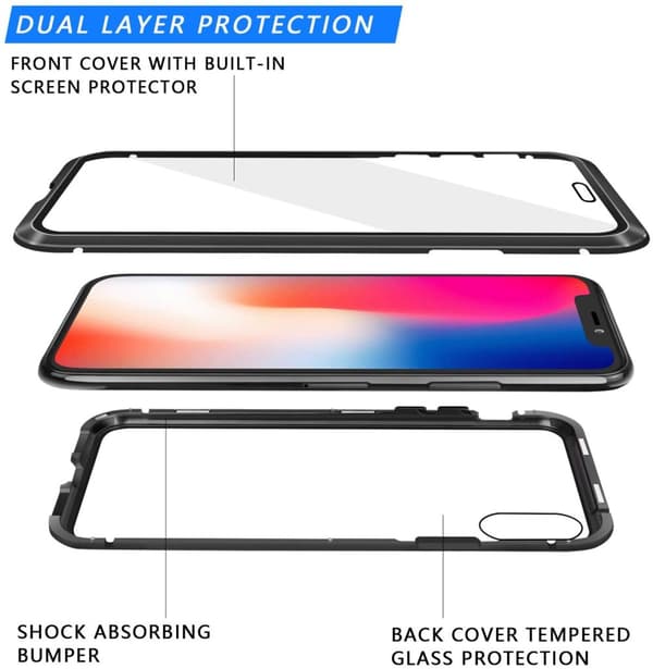 INF iPhone X / XS-deksel med skjermbeskytter Svart