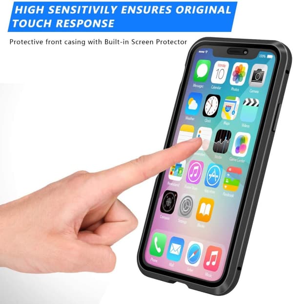 INF iPhone X / XS-deksel med skjermbeskytter Svart