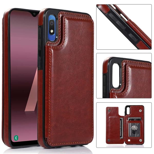 Professionellt Smart Skal Kortfack - Samsung Galaxy A10 Brun Brun