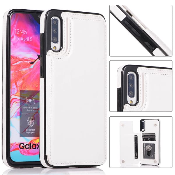 Skal med Kortfack - Samsung Galaxy A70 Vit