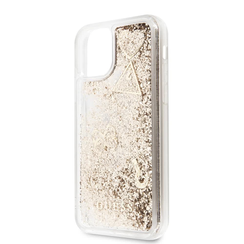iPhone 11 Pro Skal Glitter Hearts Guld