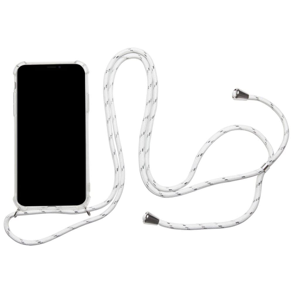Mobilskal med Halsband för Samsung Galaxy A50 Kedja Gummi Stötsäker Telefon Vit