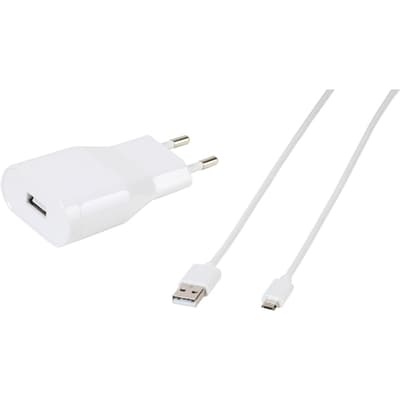 Laturi med Micro-USB Kaapeli 1,2 meter 2.4A Valkoinen