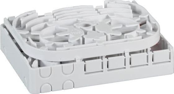 FTTH innendørs DIN-skinneboks for 4 fibre, 4 koblinger og holder for overflødig fiber (FTTH-BOX-IN-5)