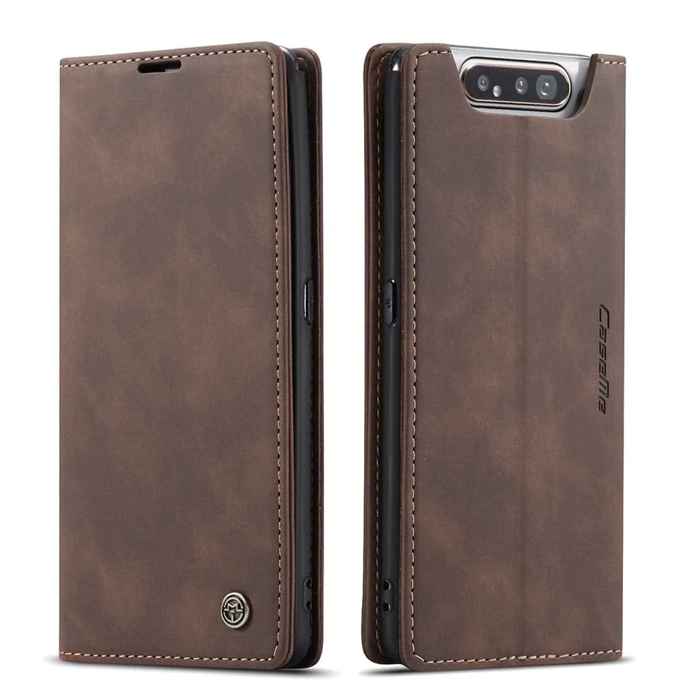 Samsung Galaxy A80 Suojakotelo Retro Flip MörkRuskea