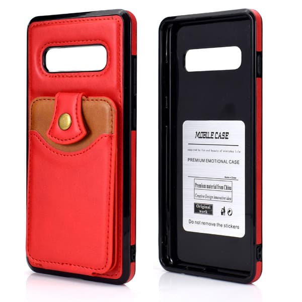 Skal med Kortfack - Samsung Galaxy S10 Röd