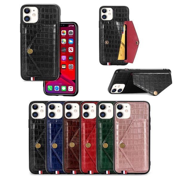 iPhone 11 - Stilrent Krokodil Skal med Kortfack