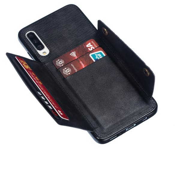 Kraftfullt Retro Skal med Korthållare - Samsung Galaxy A70