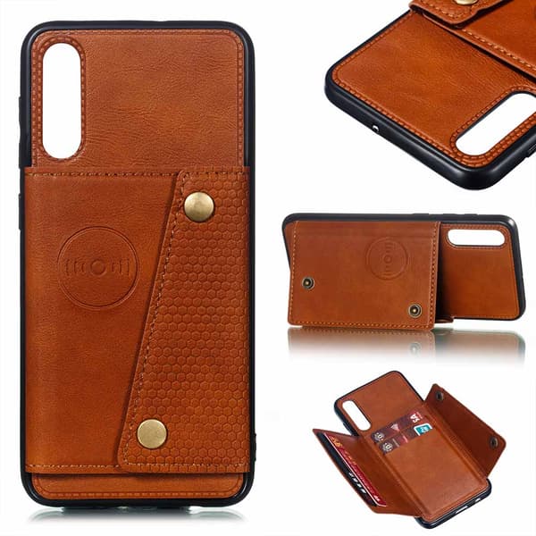 Professionellt Retro Skal med Kortfack - Samsung Galaxy A50 Ljusbrun Ljusbrun