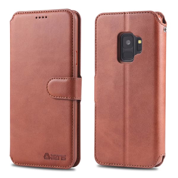 Samsung Galaxy S9 - Genomtänkt (Yazunshi) Plånboksfodral Brun