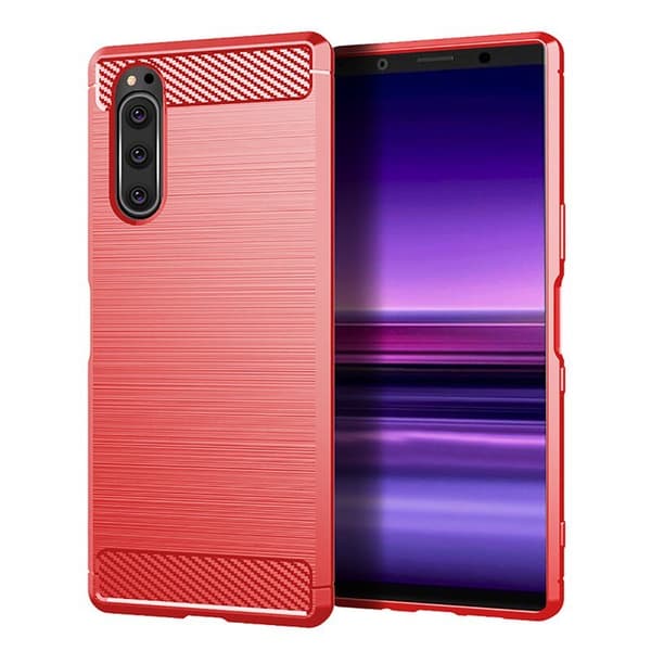SKALO Sony Xperia 5 Armor Carbon Iskunkestävä TPU suojakuori