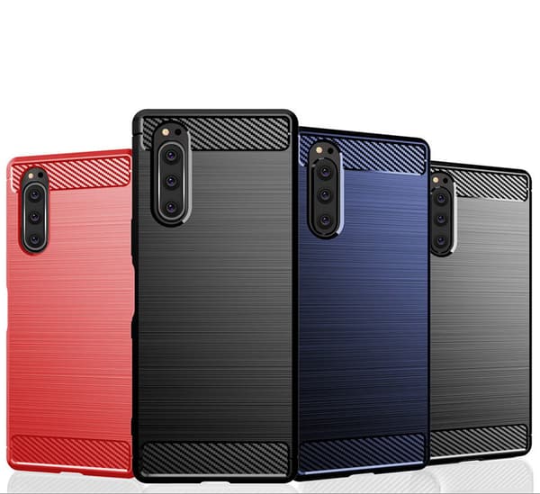 SKALO Sony Xperia 5 Armor Carbon Iskunkestävä TPU suojakuori