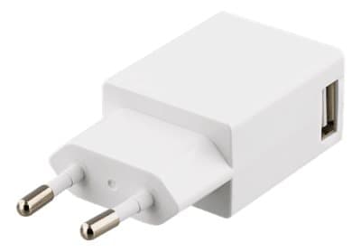Väggladdare 100-240V till 5V USB, 1A, 1xUSB-port - Vit