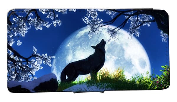 iPhone 11 Plånboksfodral natt varg mån hund fodral skal