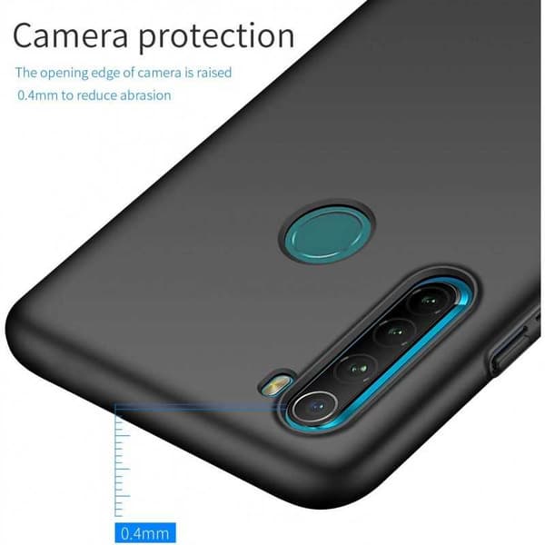 Redmi Note 8 Erittäin ohut kumipinnoitettu mattamusta Cover Basic V2