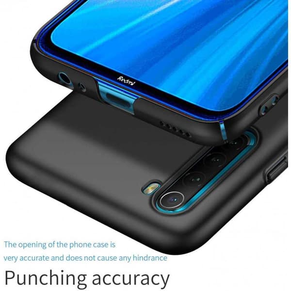 Redmi Note 8 Erittäin ohut kumipinnoitettu mattamusta Cover Basic V2