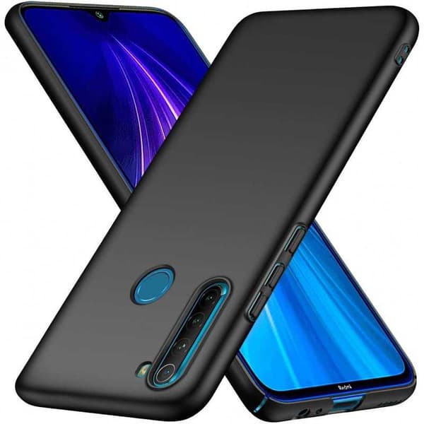 Redmi Note 8 Erittäin ohut kumipinnoitettu mattamusta Cover Basic V2