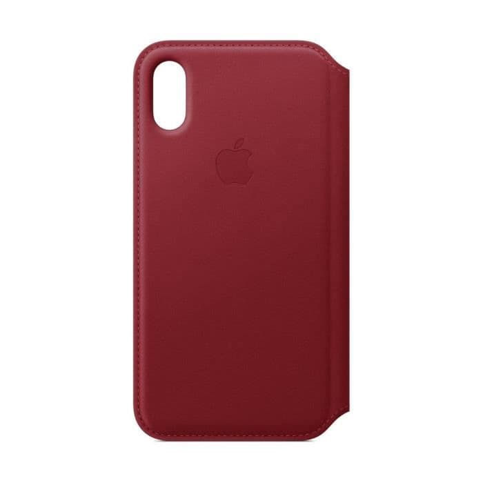 Læder Folio Taske til iPhone XS - (PRODUKT) RØD