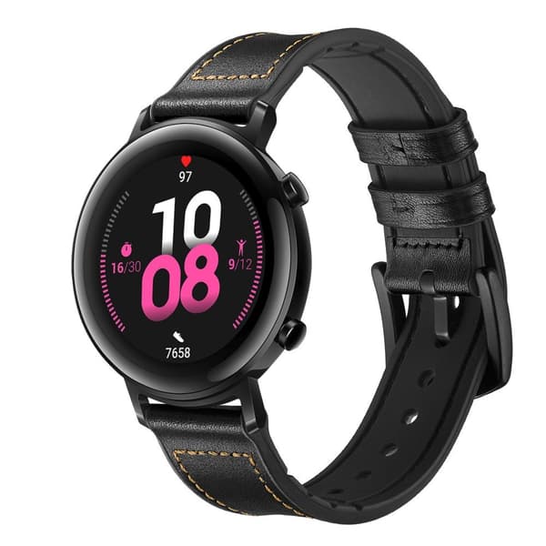 Huawei Watch GT2 42mm Leather Coated Silicone Smart Watch Strap