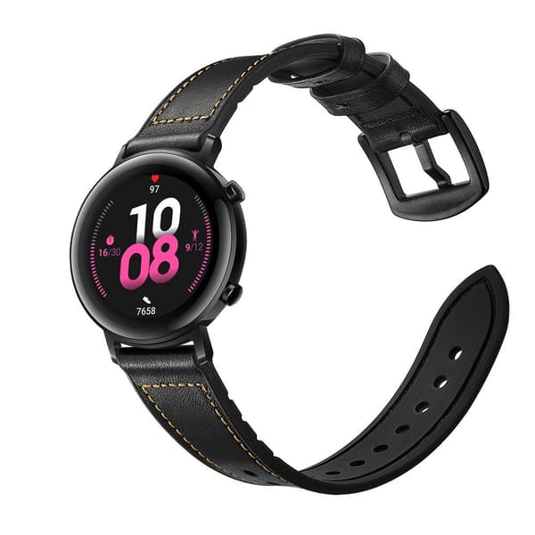 Huawei Watch GT2 42mm Leather Coated Silicone Smart Watch Strap