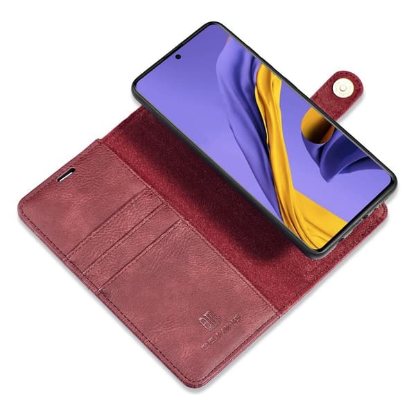 DG.MING Samsung Galaxy A71 Split Läder Plånboksfodral - Röd