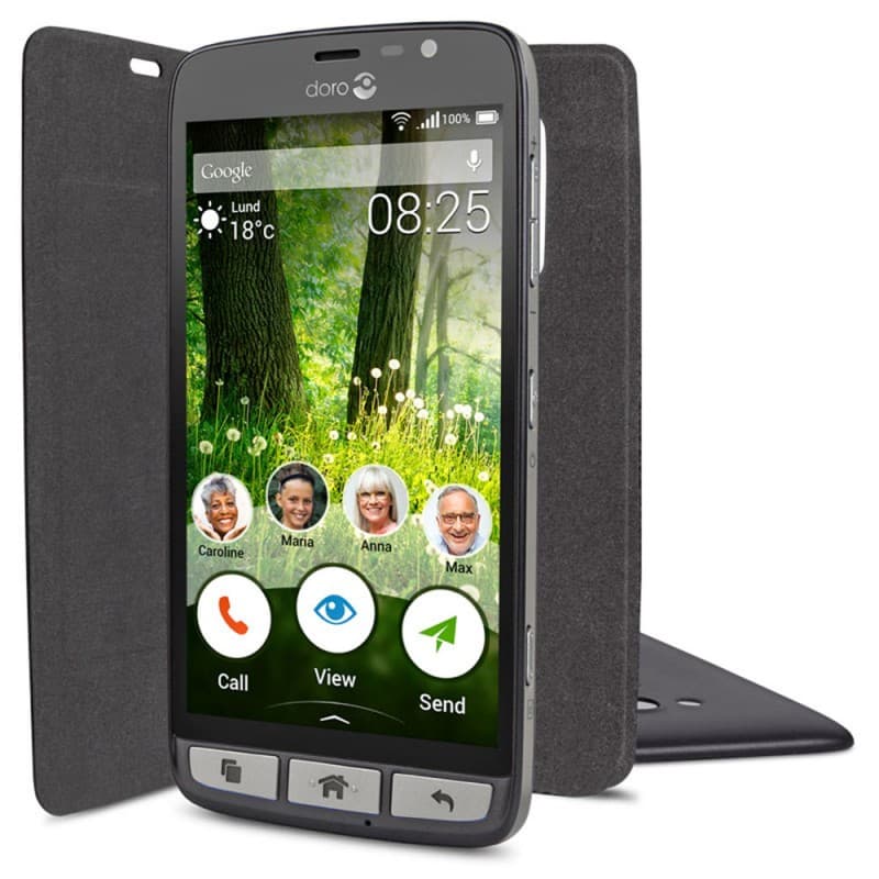 Doro Liberto 825 Magnetic Flip Cover - Svart