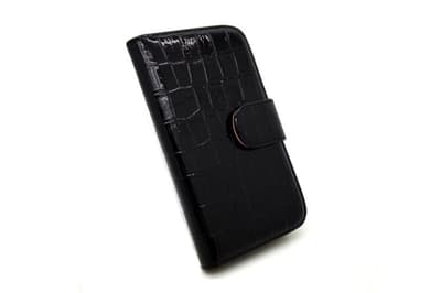 Galaxy S3 veske lommebok krokodille skinnveske sort