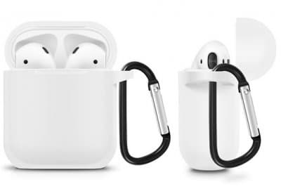 Silikonskydd Airpods Vita med Karbinhake