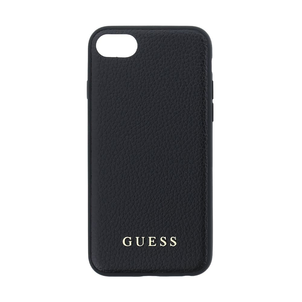 iPhone 6/6S/7/8/SE 2020 Suojakuori Nahkarakenne Logo Musta