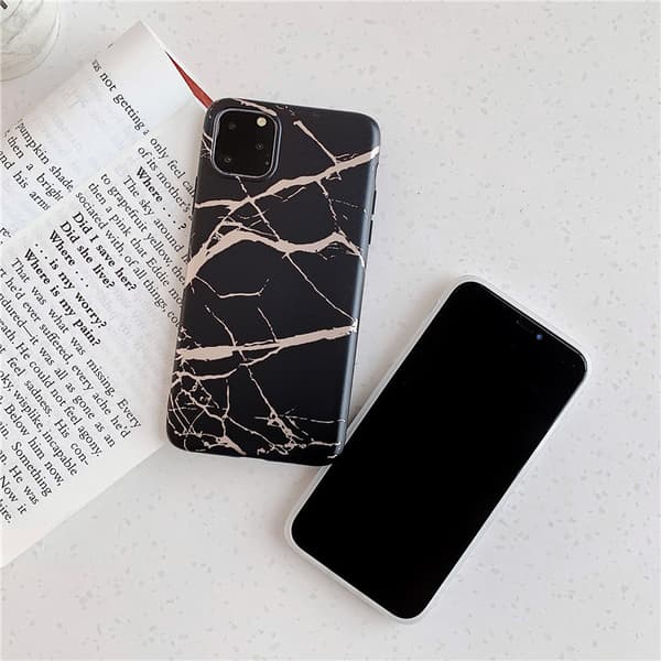 Mobil case til iPhone11 med marmor mønster Sort One-size
