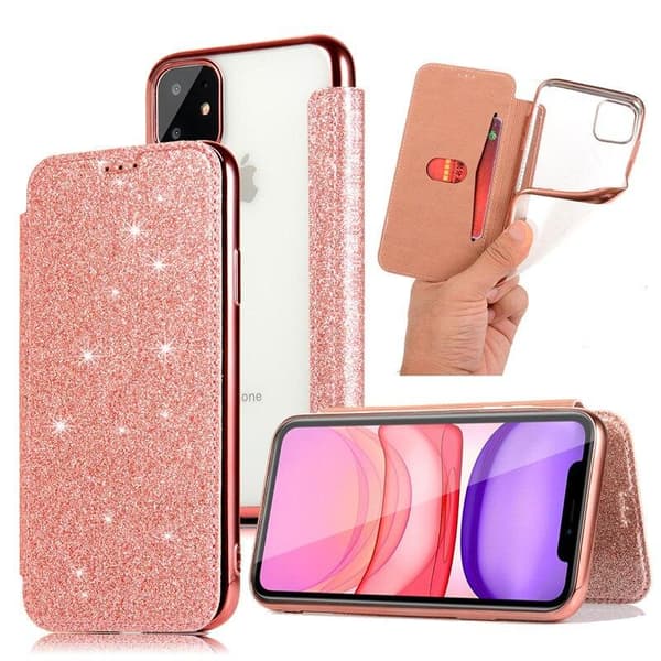SKALO iPhone 11 Pro Max Plånboksfodral TPU Ultraslim Glitter