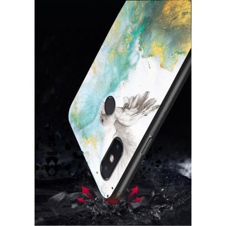 Huawei P20 Lite Marble Shell 9H hærdet glas bagside glas bagside V2
