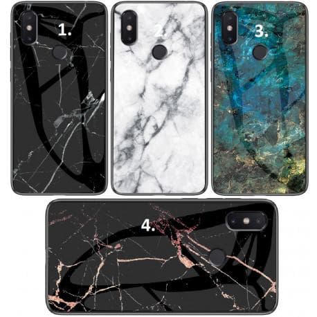Huawei P20 Lite Marble Shell 9H hærdet glas bagside glas bagside V2