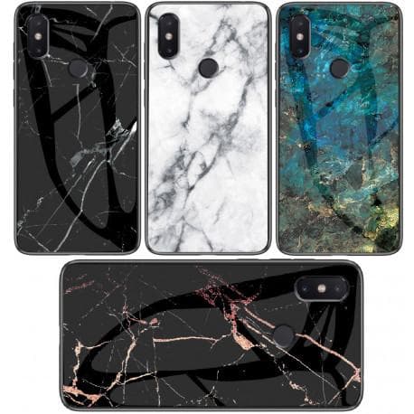 Huawei P20 Lite Marble Shell 9H hærdet glas bagside glas bagside V2