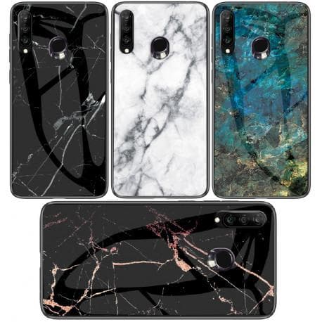 Huawei P30 Lite Marble Shell 9H hærdet glas bagside glas bagside V2