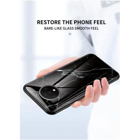 OnePlus 7T Marble Shell 9H hærdet glas bagside glas bagside V2