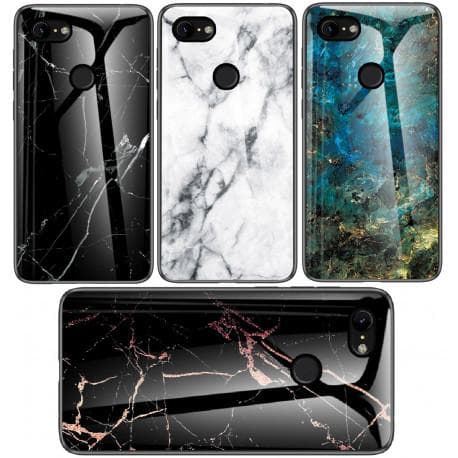 Google Pixel 3 Marmorskal 9H Härdat Glas Baksida Glassback V2