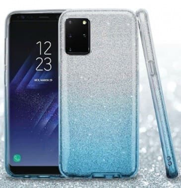 Mobilskal Samsung Galaxy S20+ (S20 Plus) Glitter Blå/Silver