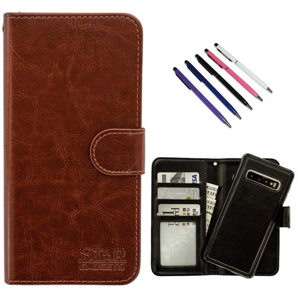 Smooth Leather Case for Galaxy S10 Brown