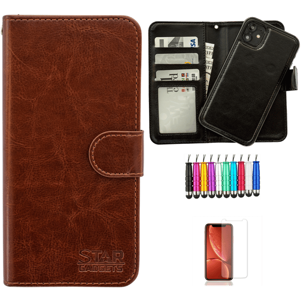 iPhone 11 - PU Leather Wallet Case Brown