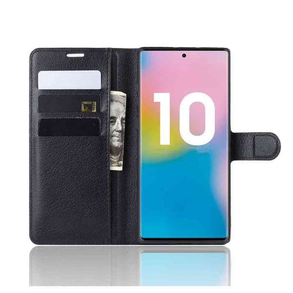Samsung Galaxy Note 10 lompakko kotelon musta nahkakotelo