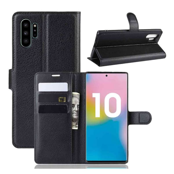 Samsung Galaxy Note 10 lompakko kotelon musta nahkakotelo