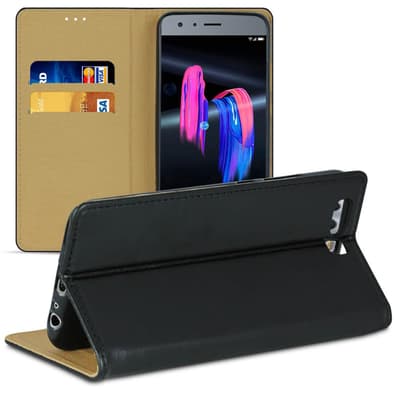 Kannettava kotelo Huawei Honor 9 mikrokuitut TPU-lompakolle, magneettinen lukituskorttipaikka, musta