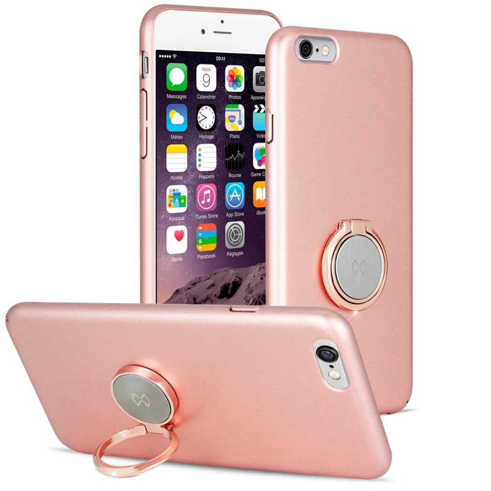 Smal fodral med kickstand för Apple iPhone 6 Plus / 6s Plus Hård-Plast Ring Rosa
