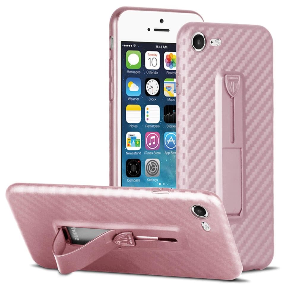 Smal fodral med kickstand för Apple iPhone 7 / 8 Bling-Etui glittrande Hårt Rosa