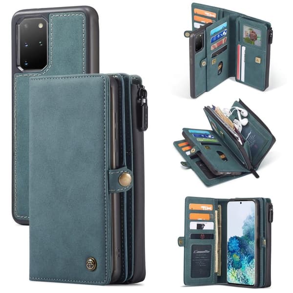 CASEME Samsung Galaxy S20 Plus Retro läder plånboksfodral - Grön