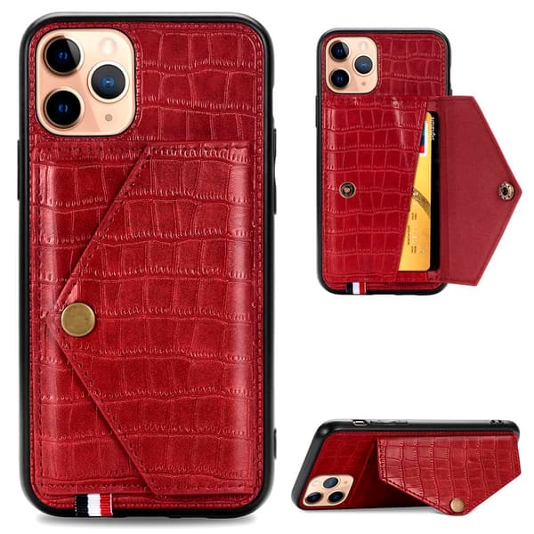 Skal med Korthållare - iPhone 11 Pro Max Röd Röd