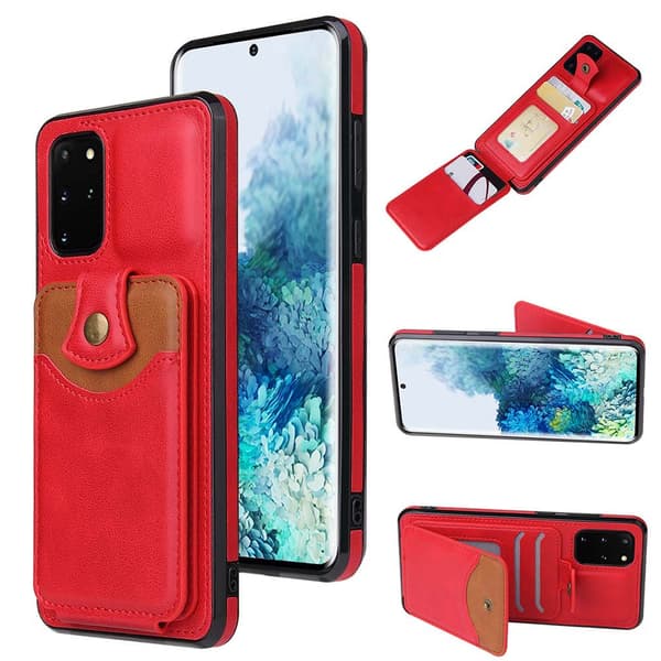 Samsung Galaxy S20 - Stilsäkert Skal med Kortfack Röd