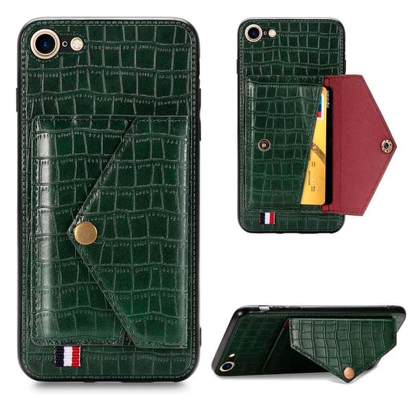 Elegant Skal med Kortfack - iPhone 7 Grön